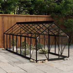VidaXL Kweekkas 155x395,5x191 cm Aluminium en Glas Antraciet