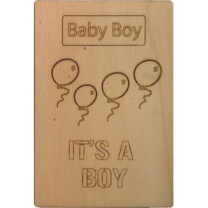 Woodyou - Houten Wenskaart - Baby boy