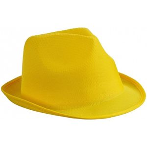 Trilby feesthoedje geel voor volwassenen - Carnaval party verkleed hoeden