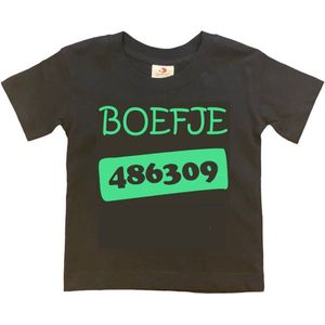T-shirt Kinderen ""Boefje 486309"" | korte mouw | zwart/mint | maat 110/116