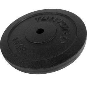 Tunturi Halterschijf - Halter gewichten - 1 x 15 kg - Ø 30 mm - Gietijzer - Incl. gratis fitness app