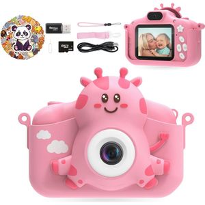 Kindercamera voor meisjes en jongens, 1080P digitale camera voor kinderen met 32GB SD-kaart en selfie-modus, peutercamera en videocamera, kerst- en verjaardagscadeauspeelgoed voor leeftijd 3-10 jaar (roze)