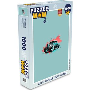 Puzzel Auto - Vintage - Verf - Groen - Legpuzzel - Puzzel 1000 stukjes volwassenen