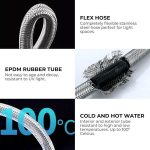 Kraan Slang Mija Flexibele Roestvrijstalen Slangen - Sanitairslang Badkamer Toiletten Gootsteen - G1/2"" X G1/2"" Koperen Uiteinden - Bidet - 60cm
