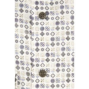 Olymp overhemd beige blauw geprint Luxor Modern Fit