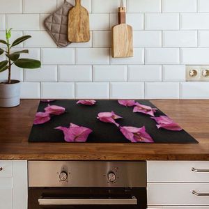 Inductiebeschermer roze lampionplant | 58.3 x 51.3 cm | Keukendecoratie | Bescherm mat | Inductie afdekplaat