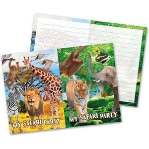 16x Safari/jungle themafeest uitnodigingen 27 cm - Kinderfeestje/verjaardag artikelen