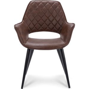 Icon Living - Armstoel Andy - Kunstleer Bruin - Poot zwart