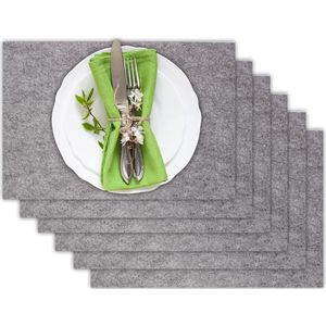 Wasbare vilten placemats in keuze uit moderne kleuren, set van 6.