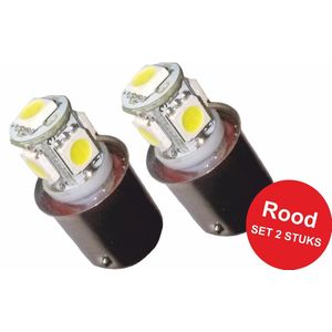 BA15S 5-LED 10-32 VOLT Rood Auto-Vrachtwagen-Interieur-Binnenverlichting