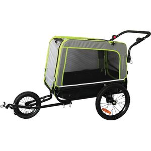 Prime Line Pet Trailer 8 – Hondenfietskar – Grey/Green – 80x66x57cm