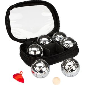 Get & Go Mini Jeu de Boules Set - 6 Ballen - Chroom/Zwart