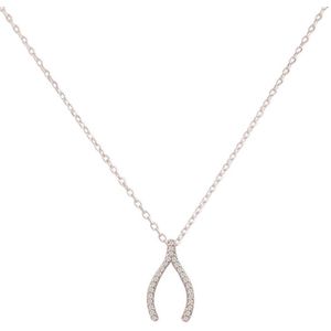 Fate Jewellery Ketting FJ499 - Wishbone - 925 Zilver - Ingelegd met Zirkonia kristallen