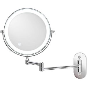 Make-up Spiegel Muur Gemonteerde Vergrotende Spiegel met LED Verlichting 10x Vergroting Fogless voor Sheren Make-up 7x Vergrotend Helder Zilver