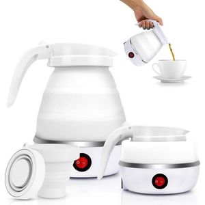 Opvouwbare waterkoker 600 ml - Mini-elektrische siliconen waterketel voor camping en reizen - Wit reiswaterkoker