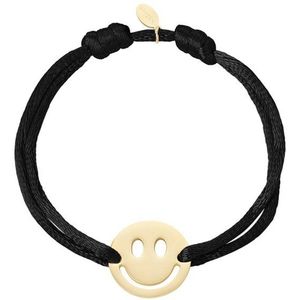 Satijnen armband met Smiley- zwart