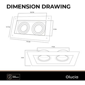 Olucia Royce - Rechthoekige Trimless inbouwspot - Zwart - Dimbaar - GU10 - IP20