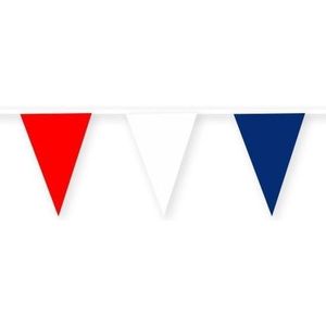 Amerika/USA stoffen vlaggenlijn/slinger 10 meter van katoen - Landen feestartikelen versiering - Verenigde Staten WK duurzame herbruikbare slinger rood/wit/blauw van stof