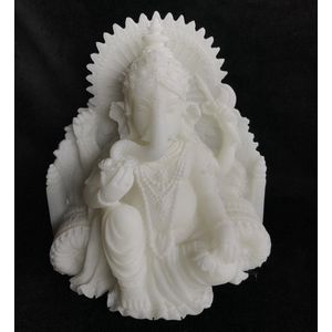 Ganesha witte beeldje .Boeddha Ganesh of Ganapati Tantra Ganesha beeld 13x9.5x14cmMateriaal: Resin (gemalen steen, o.a. sneeuwkwarts,witte albast,graniet, marmer, soapstone, wat vermengd is met een vloeibare kunsthars).