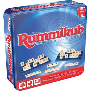 Jumbo Originele Rummikub in Metalen Blik - Snel te Leren Strategiespel voor 2-4 Spelers vanaf 8 Jaar - Duitstalige Versie