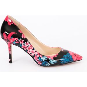 Zerba - Dames Pumps - Maat 38 - Fuxia - Zwart Leer - Basso