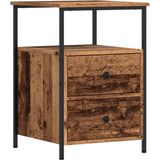 vidaXL - Nachtkastje - 34x35,5x50 - cm - bewerkt - hout - oud - houtkleurig