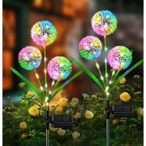 Solar Garden Lights Dandelion - Licht Bloemen - Flowers - Solar Lichtbolletjes - Lichtbollen - Solar Garden Lights - Firefly Lights - Dandelion - Zonne Energie Lampjes - Led Lampjes - Set van 2! - Waterproof - Bruiloft - Buitenverlichting -