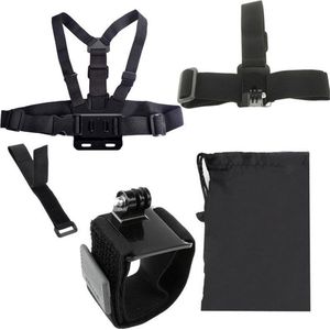 5 In 1 borstband + Hoofdband Polsband +polsband + afstandbediening band + opbergzak voor GoPro Hero 4 / 3+ / 3 / 2 / 1 / SJ4000