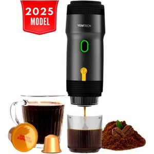 Yemtech® - 3-in-1 Draagbare Koffiemaker - Oplaadbare Koffiemachine - Elektrische Espressomachine - Koffieautomaat - Dolce Gusto Capsules & Gemalen koffie - 20 bar 7500 mAh - Reis & Camping Koffiezetapparaat 12 volt