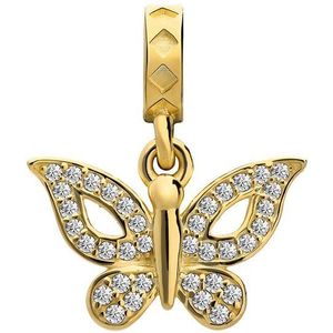 Lucardi Dames Zilveren goldplated bedel vlinder - Hanger - 925 Zilver - Goudkleurig