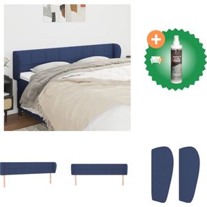 vidaXL Hoofdbord met randen 163x23x78/88 cm stof blauw - Bedonderdeel - Inclusief Reiniger