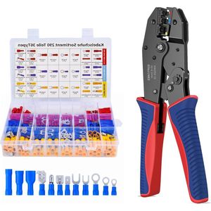 Krimptangset 36 soorten kabelschoenen - 290 geïsoleerde kabelschoenen - 05-6 mm²