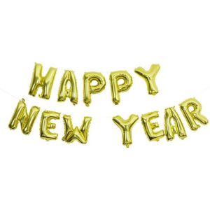 Folieballonnen slinger ''Happy New Year'' - Goud - Folie - Ca. l 300 x h 40 cm