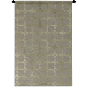 Wandkleed Luxe patroon - Luxe patroon van lichtgouden vierkanten op een grijze achtergrond Wandkleed katoen 60x90 cm - Wandtapijt met foto