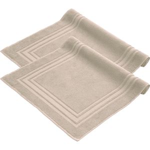 Komfortec Badmat Set - 2 stuks - 50x70 cm - 100% Katoen - Zachte en Absorberende Douchemat/Handdoek - Beige