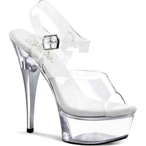 Pleaser - CAPTIVA-608 Sandaal met enkelband - US 11 - 41 Shoes - Transparant/Zilverkleurig