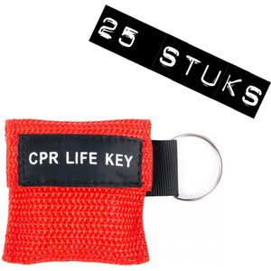 25x Pack Hospitrix Kiss of Life Sleutelhanger Rood - 5cm - CPR Masker met Wegwerp Beademingsmasker