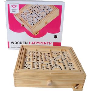 Labyrinth Hout Groot - Behendigheidsspel voor alle leeftijden - 32x28x8 cm - Inclusief luxe verpakking