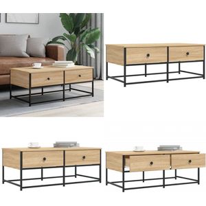 vidaXL Salontafel 100x51x40 cm bewerkt hout sonoma eikenkleurig - Salontafel - Salontafels - Bijzettafel - Banktafel