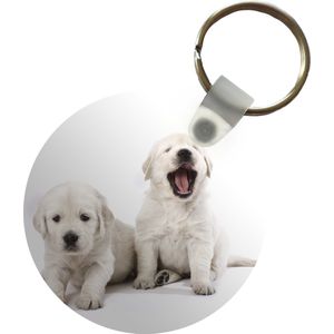 Sleutelhanger - Portret van Golden Retriever puppy's - Plastic - Rond - Uitdeelcadeautjes