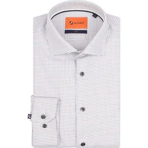 Suitable - Overhemd Twill Print Wit - Heren - Maat 39 - Slim-fit