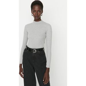 Trendyol Bruine Aansluitende Hoge Kraag, Lange Mouwen, Geribbelde, Rekbare Gebreide Blouse Twoaw21Bz0423