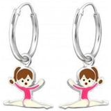 Oorbellen meisje | Zilveren kinderoorbellen | Zilveren oorringen met hanger, turnster