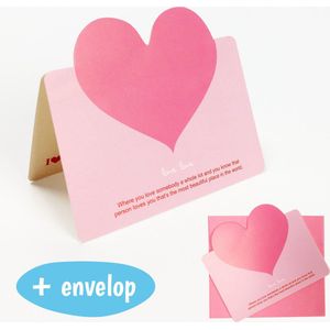Liefdes Wenskaart - Roze - Hartje - Met Envelop