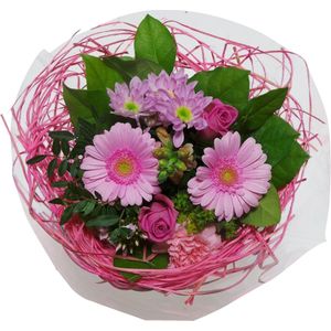 Boeket Sisal Medium Roze ↨ 30cm - bloemen - boeket - boeketje - bloem - droogbloemen - bloempot - cadeautje