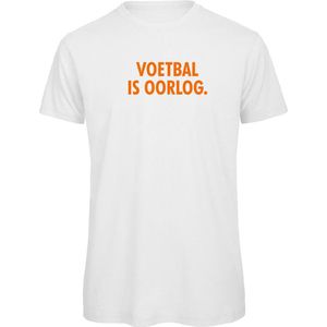 T-shirt wit L - Voetbal is oorlog - soBAD.| Oranje shirt dames | Oranje shirt heren | Koningsdag | Oranje collectie