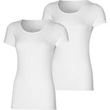 Apollo - Bamboe T-shirt dames - Wit - 2-Pak - Maat M - Dames T-shirt