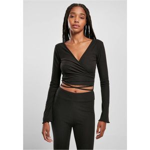 Urban Classics - Cropped Rib Wrapped Longsleeve top - XXL - Zwart