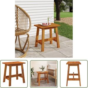 The Living Store Kruk 45x29x45 cm rechthoekig massief acaciahout - Krukkentjes - Stoeltjes - Houten Meubels - Acacia Hout - Vintage Style