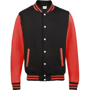 AWDis Varsity jacket, Jet Black/Fire Red, Maat XXL